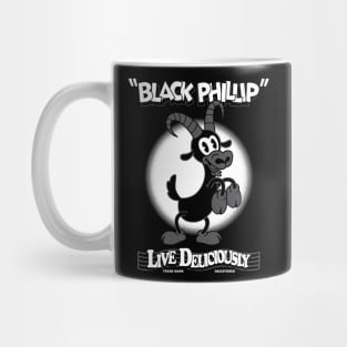 Black Phillip - Live Deliciously - Vintage Cartoon Goat Mug